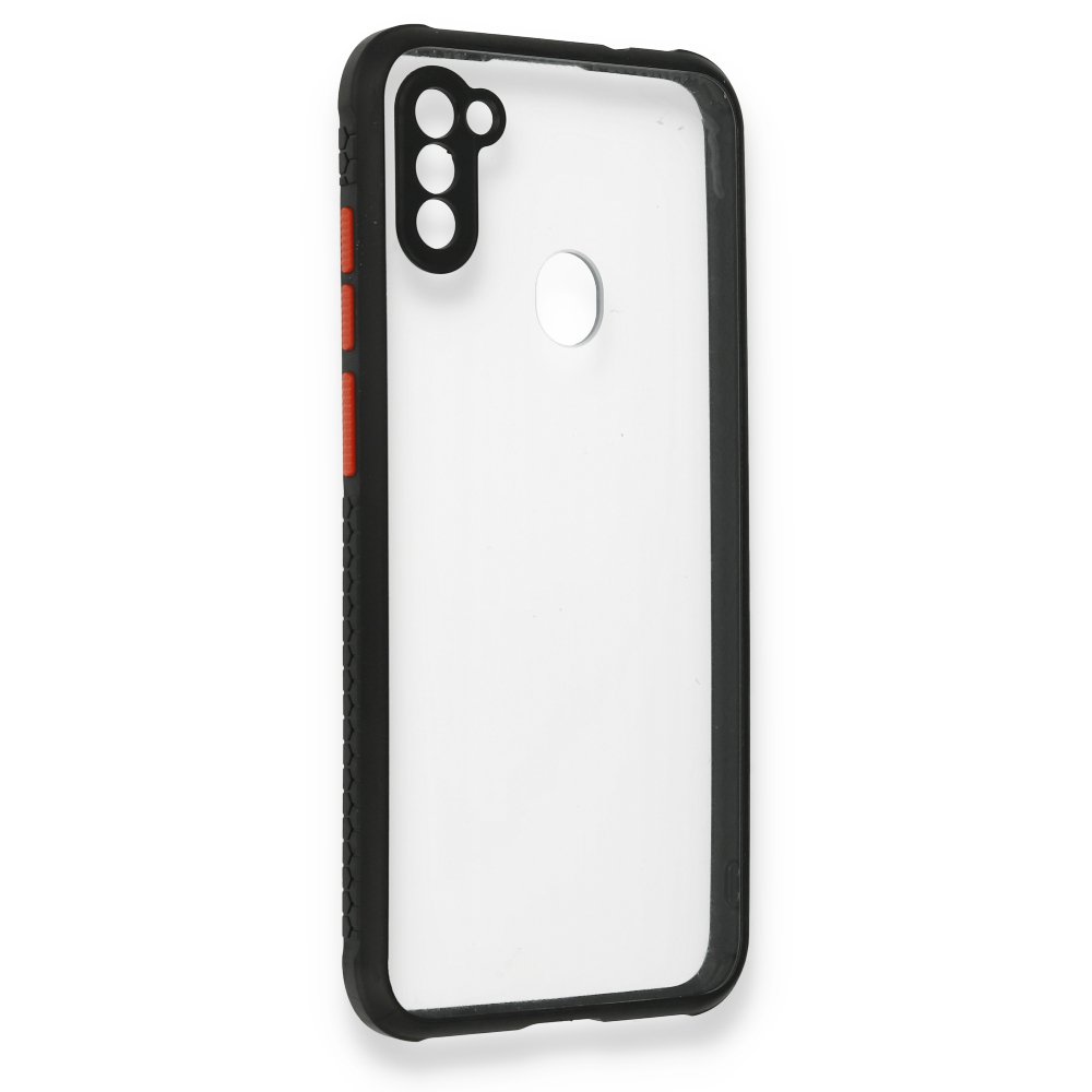 Newface Samsung Galaxy M11 Kılıf Miami Şeffaf Silikon - Siyah