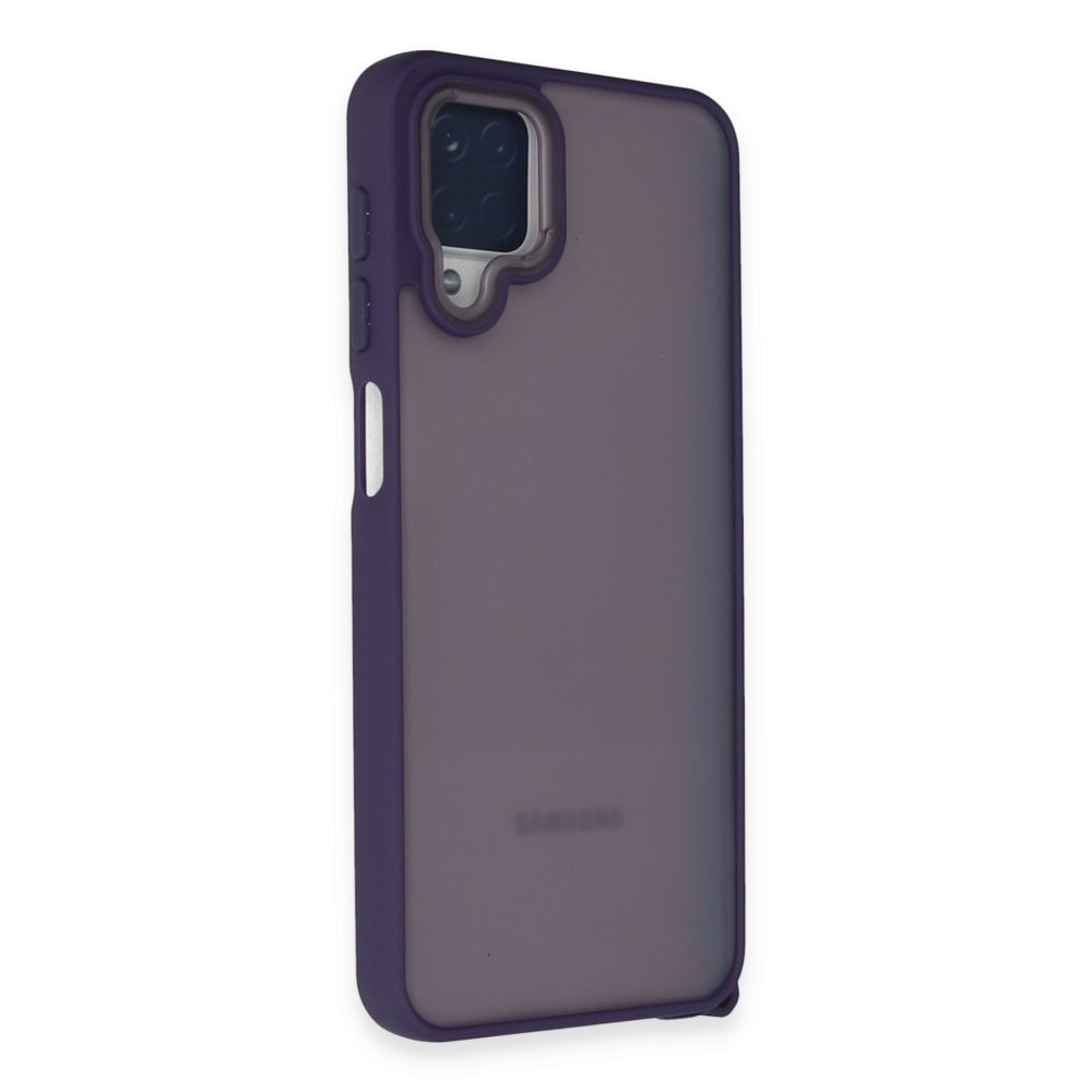 Newface Samsung Galaxy A12 Kılıf Elegant Kapak - Derin Mor