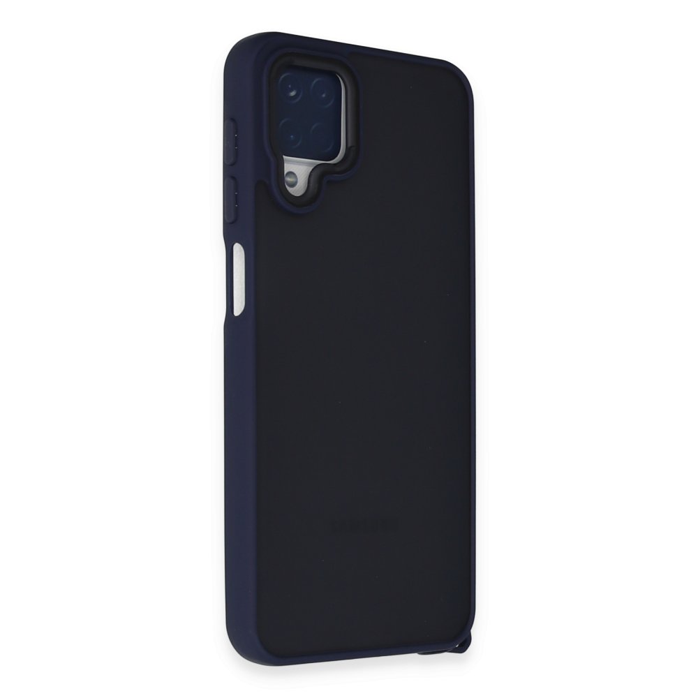 Newface Samsung Galaxy A12 Kılıf Elegant Kapak - Lacivert