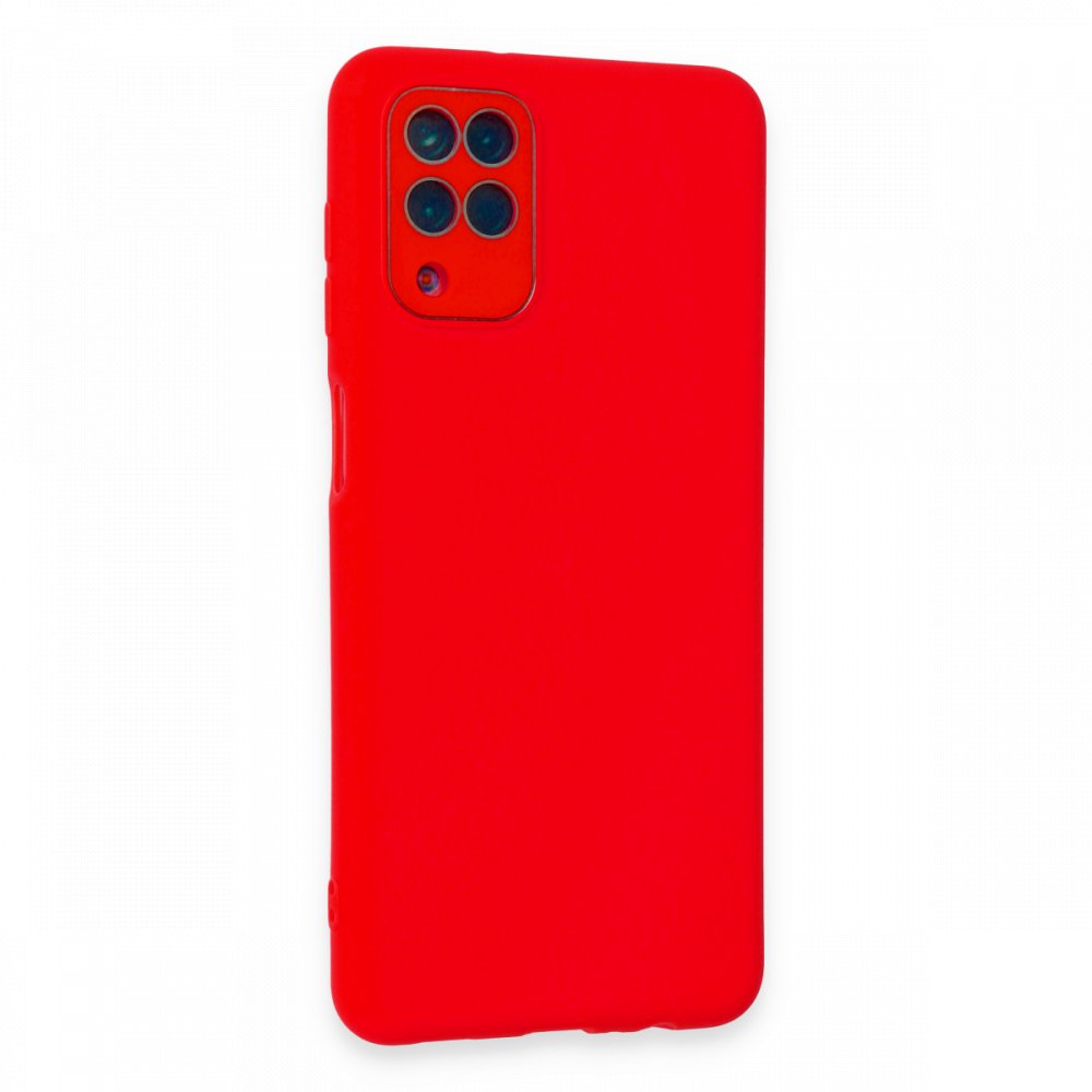 Newface Samsung Galaxy A12 Kılıf Lansman Glass Kapak - Kırmızı