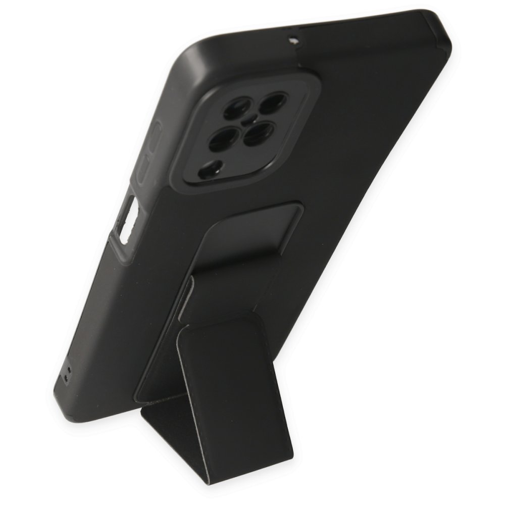 Newface Samsung Galaxy A12 Kılıf Mega Standlı Silikon - Siyah