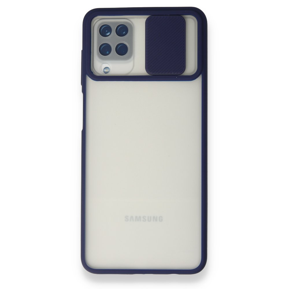 Newface Samsung Galaxy M12 Kılıf Palm Buzlu Kamera Sürgülü Silikon - Lacivert
