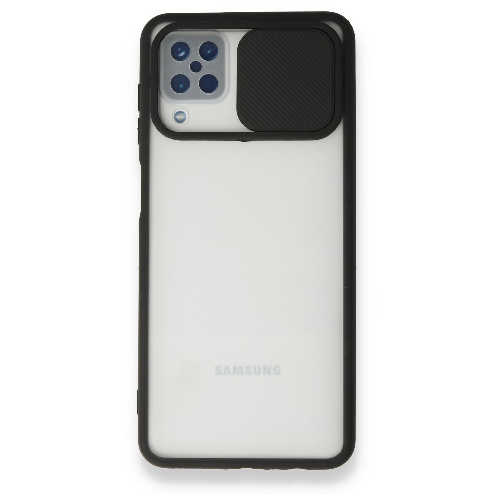 Newface Samsung Galaxy M12 Kılıf Palm Buzlu Kamera Sürgülü Silikon - Siyah