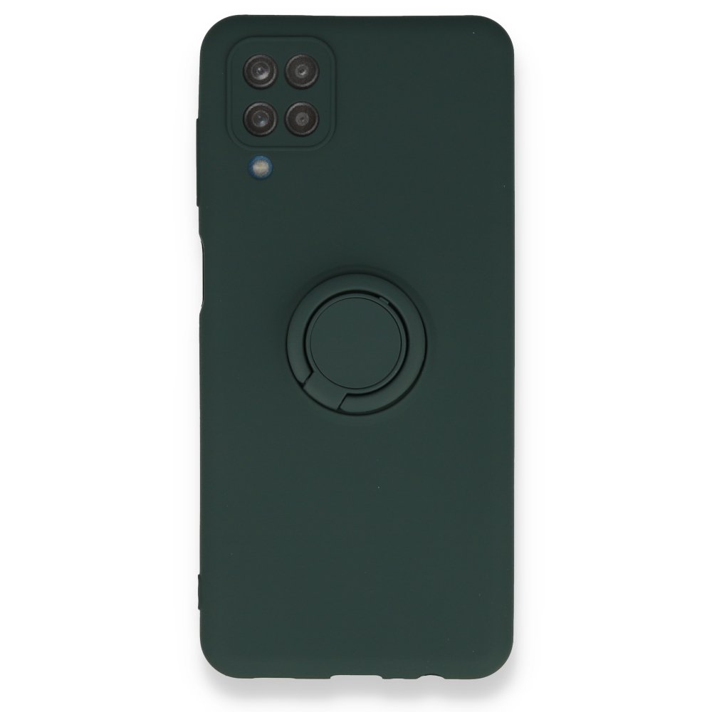 Newface Samsung Galaxy M12 Kılıf Viktor Yüzüklü Silikon - Koyu Yeşil