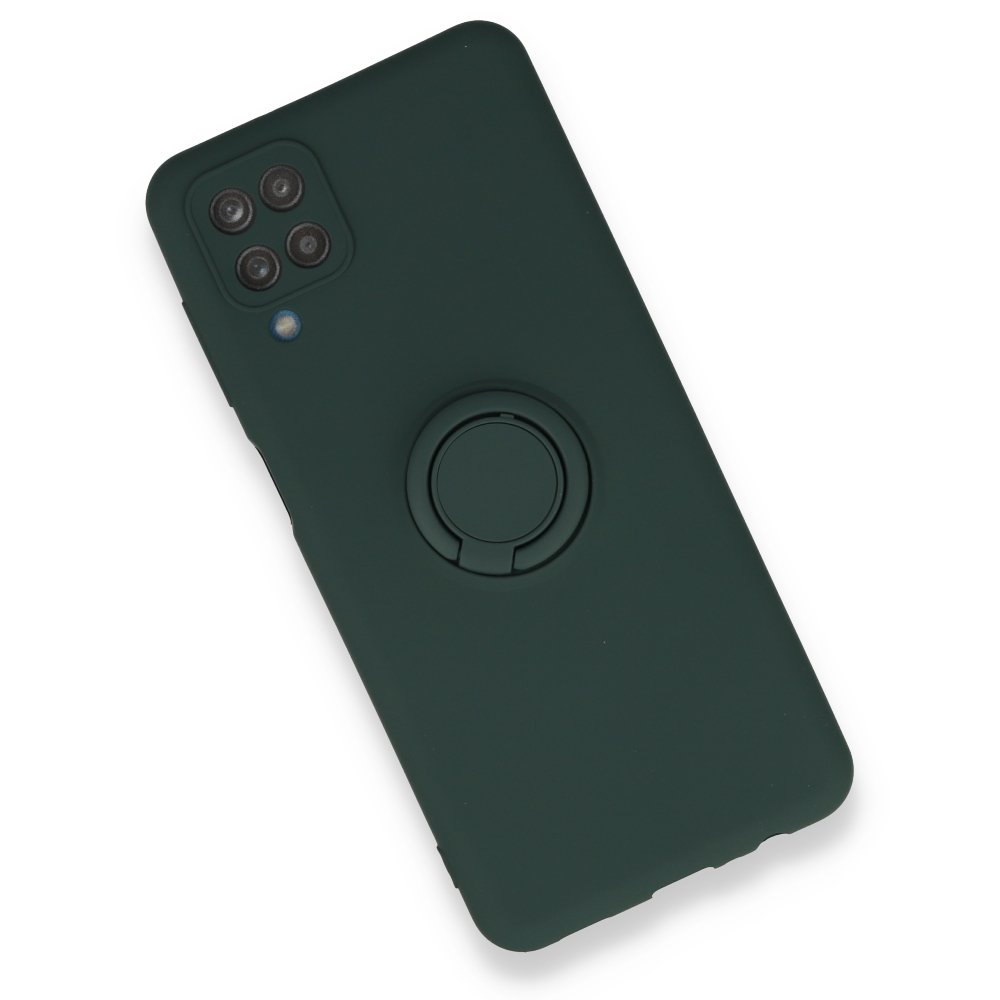 Newface Samsung Galaxy M12 Kılıf Viktor Yüzüklü Silikon - Koyu Yeşil