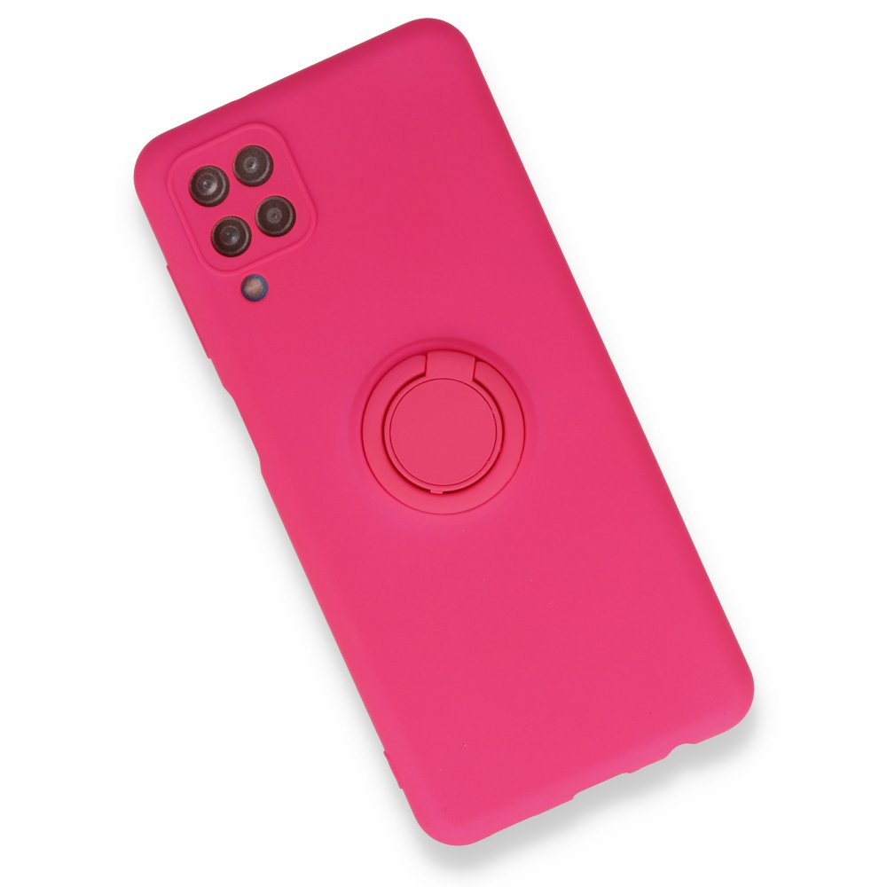 Newface Samsung Galaxy A12 Kılıf Viktor Yüzüklü Silikon - Pembe