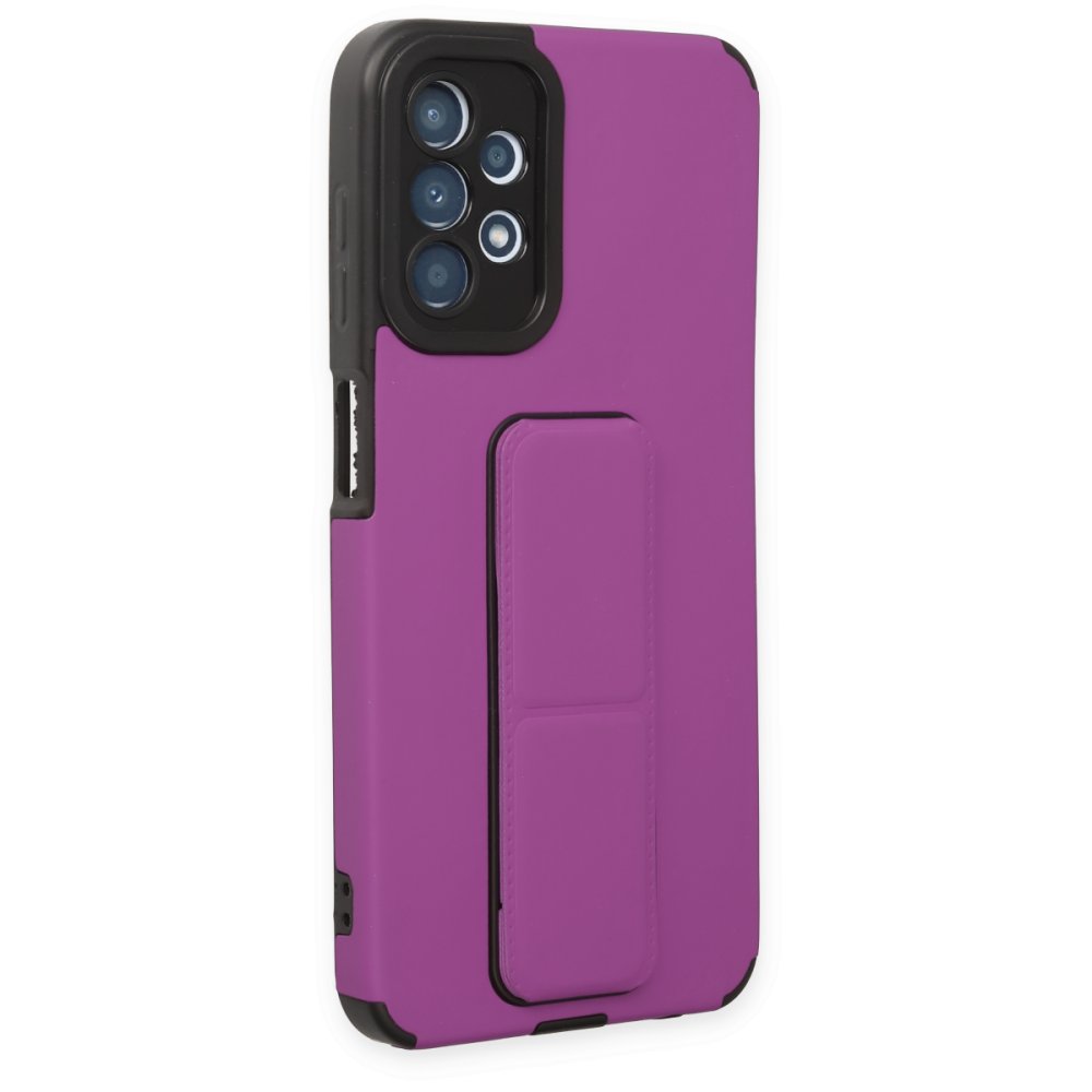 Newface Samsung Galaxy A13 4G Kılıf Mega Standlı Silikon - Mor