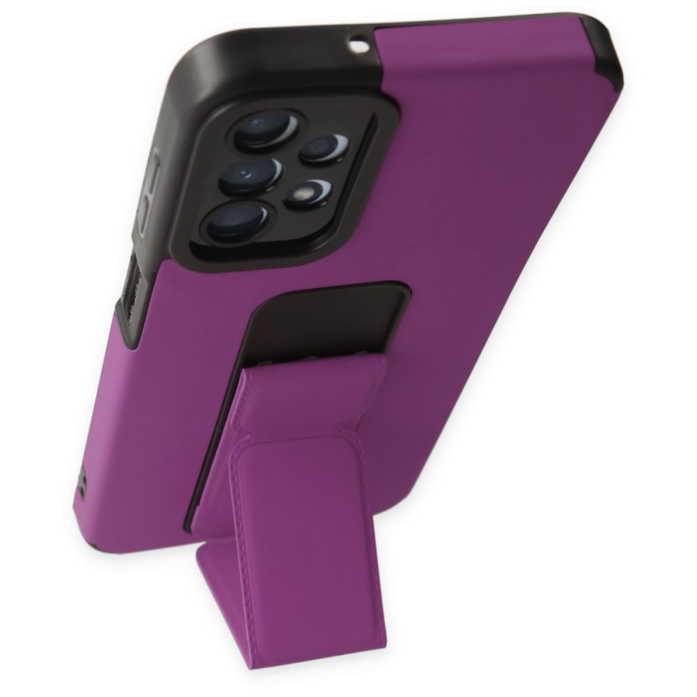 Newface Samsung Galaxy A13 4G Kılıf Mega Standlı Silikon - Mor
