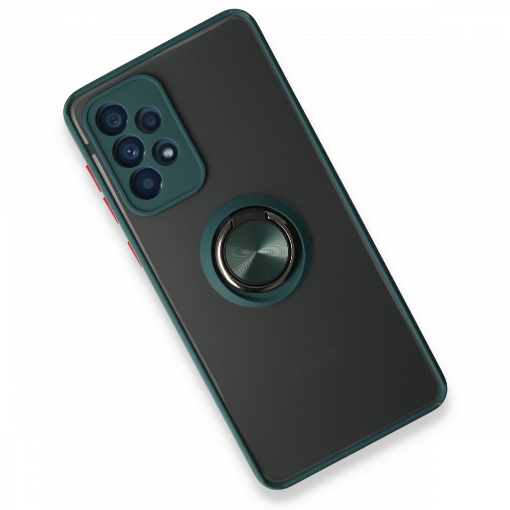 Newface Samsung Galaxy A13 4G Kılıf Montreal Yüzüklü Silikon Kapak - Yeşil