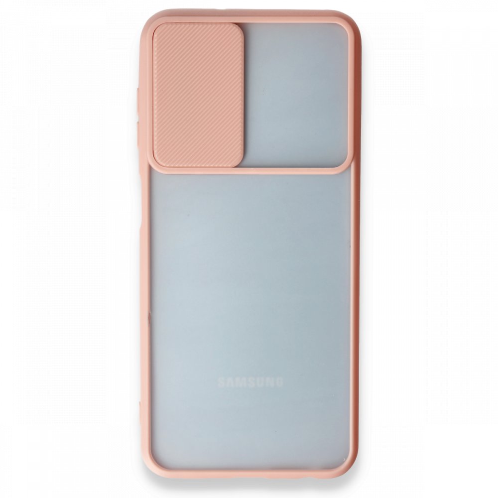 Newface Samsung Galaxy A13 4G Kılıf Palm Buzlu Kamera Sürgülü Silikon - Pembe