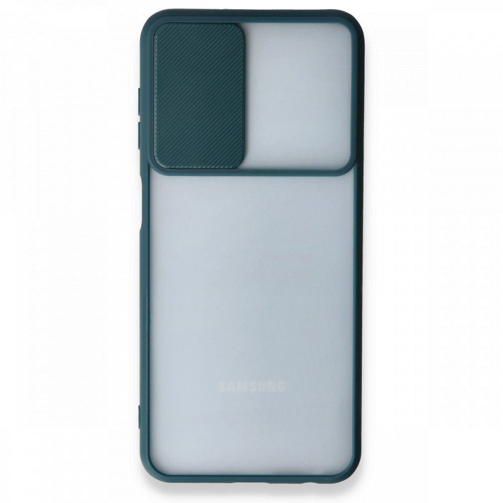 Newface Samsung Galaxy A13 4G Kılıf Palm Buzlu Kamera Sürgülü Silikon - Yeşil