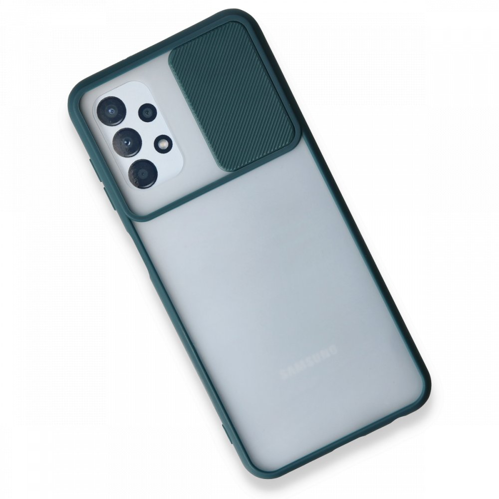 Newface Samsung Galaxy A13 4G Kılıf Palm Buzlu Kamera Sürgülü Silikon - Yeşil