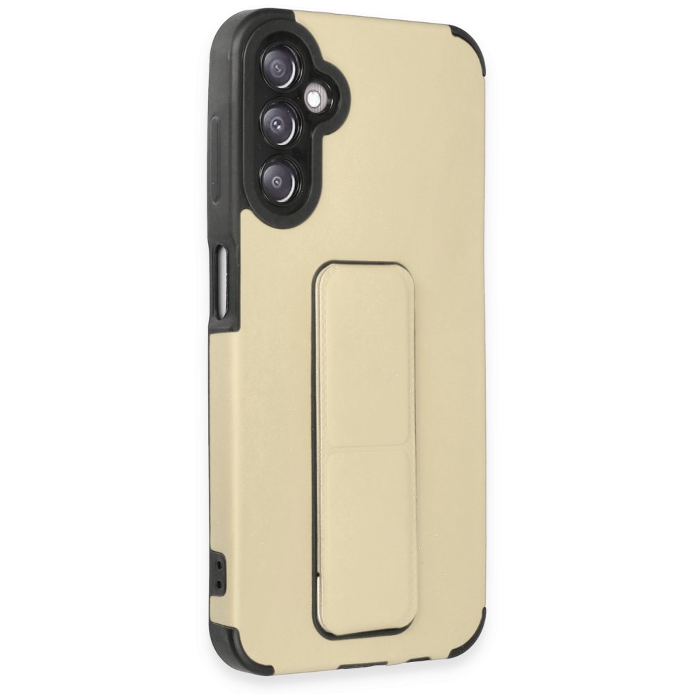 Newface Samsung Galaxy A14 4G Kılıf Mega Standlı Silikon - Gold