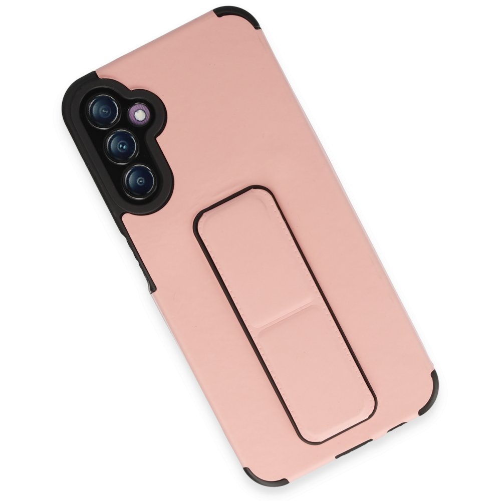 Newface Samsung Galaxy A14 4G Kılıf Mega Standlı Silikon - Pudra