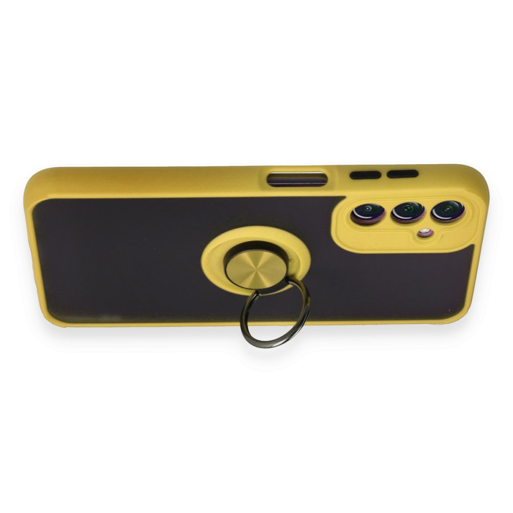 Newface Samsung Galaxy A14 4G Kılıf Montreal Yüzüklü Silikon Kapak - Sarı