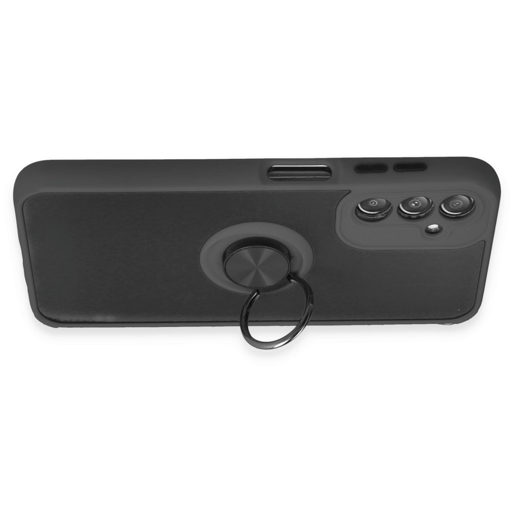 Newface Samsung Galaxy A14 4G Kılıf Montreal Yüzüklü Silikon Kapak - Siyah