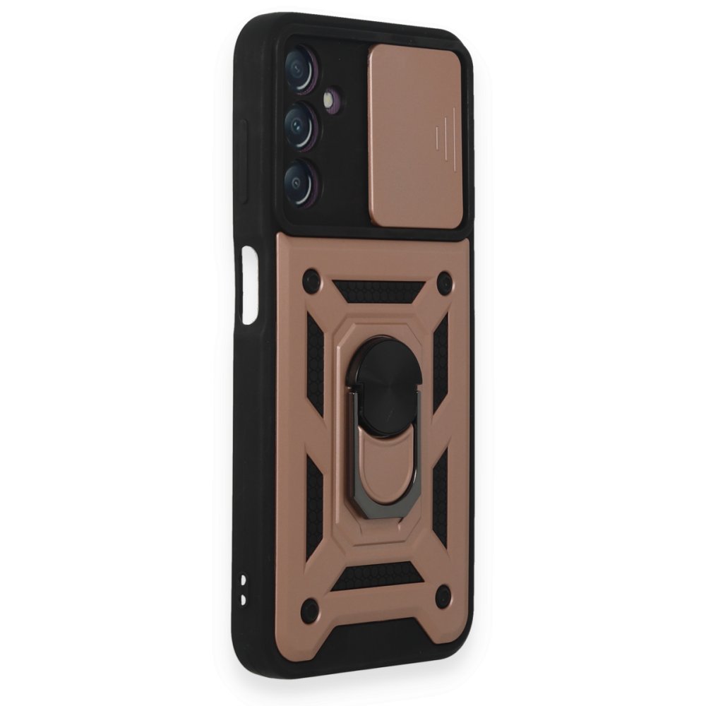 Newface Samsung Galaxy A14 4G Kılıf Pars Lens Yüzüklü Silikon - Rose Gold