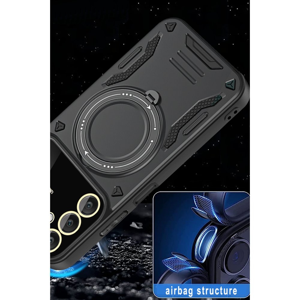 Newface Samsung Galaxy A15 4G Kılıf Joy Lens Standlı Kapak - Siyah