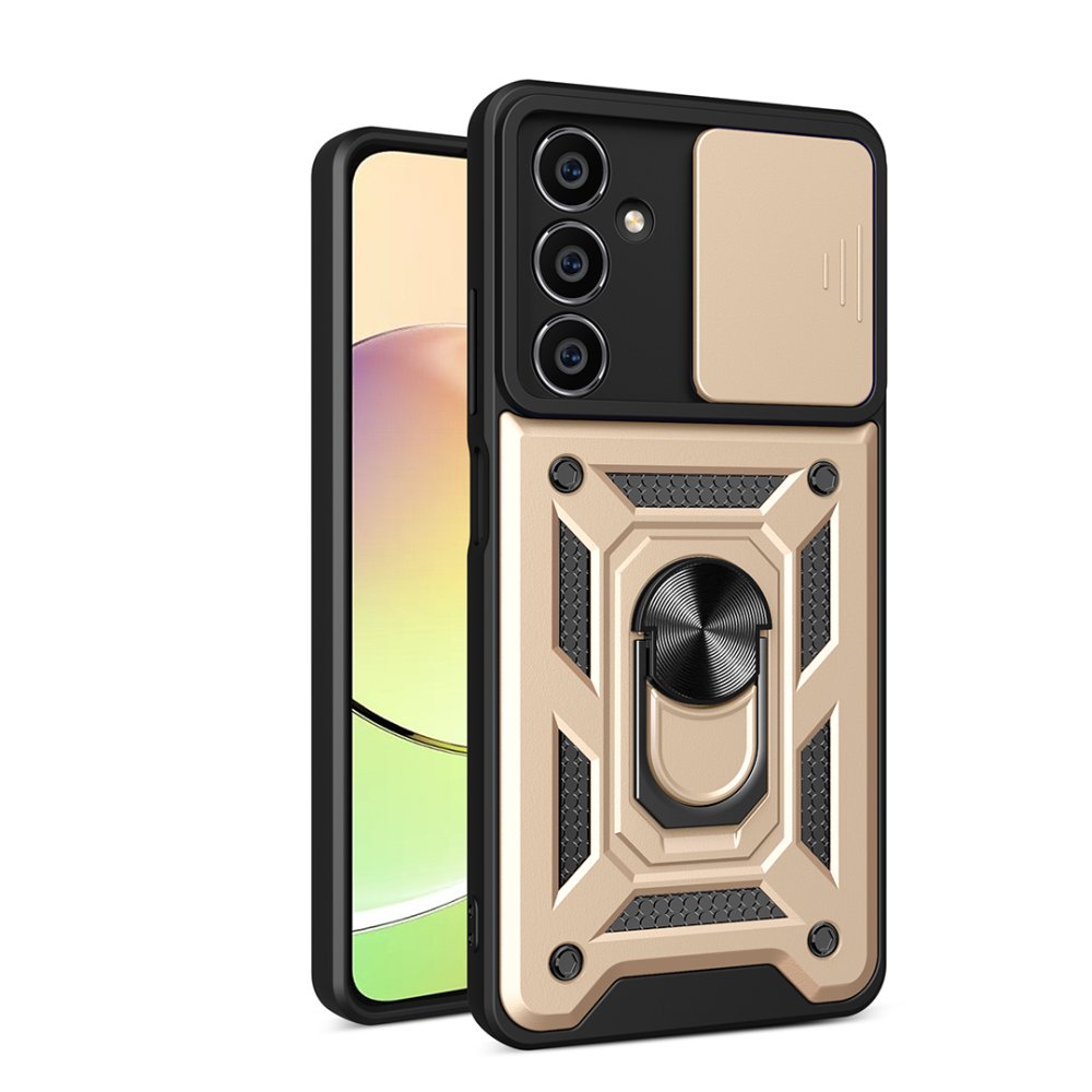 Newface Samsung Galaxy A15 4G Kılıf Pars Lens Yüzüklü Silikon - Gold