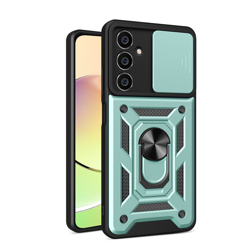 Newface Samsung Galaxy A15 4G Kılıf Pars Lens Yüzüklü Silikon - Yeşil