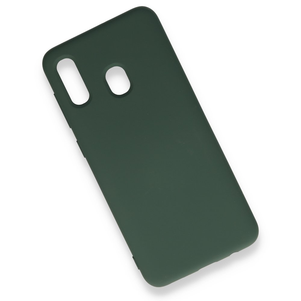 Newface Samsung Galaxy A20 Kılıf Nano içi Kadife  Silikon - Koyu Yeşil