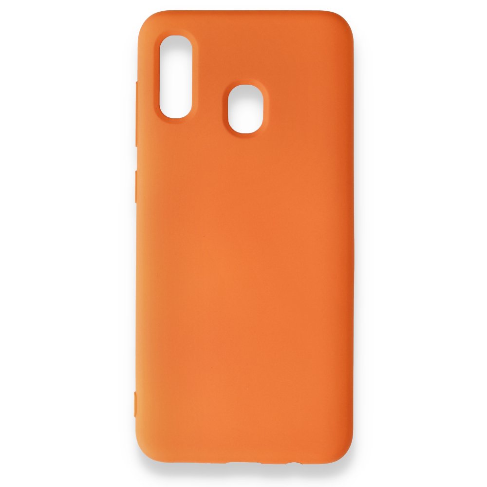 Newface Samsung Galaxy A20 Kılıf Nano içi Kadife Silikon - Turuncu