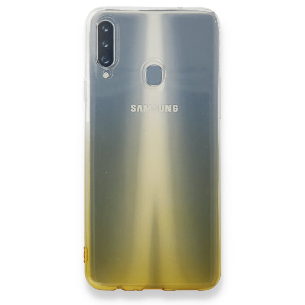 Newface Samsung Galaxy A20S Kılıf Lüx Çift Renkli Silikon - Sarı