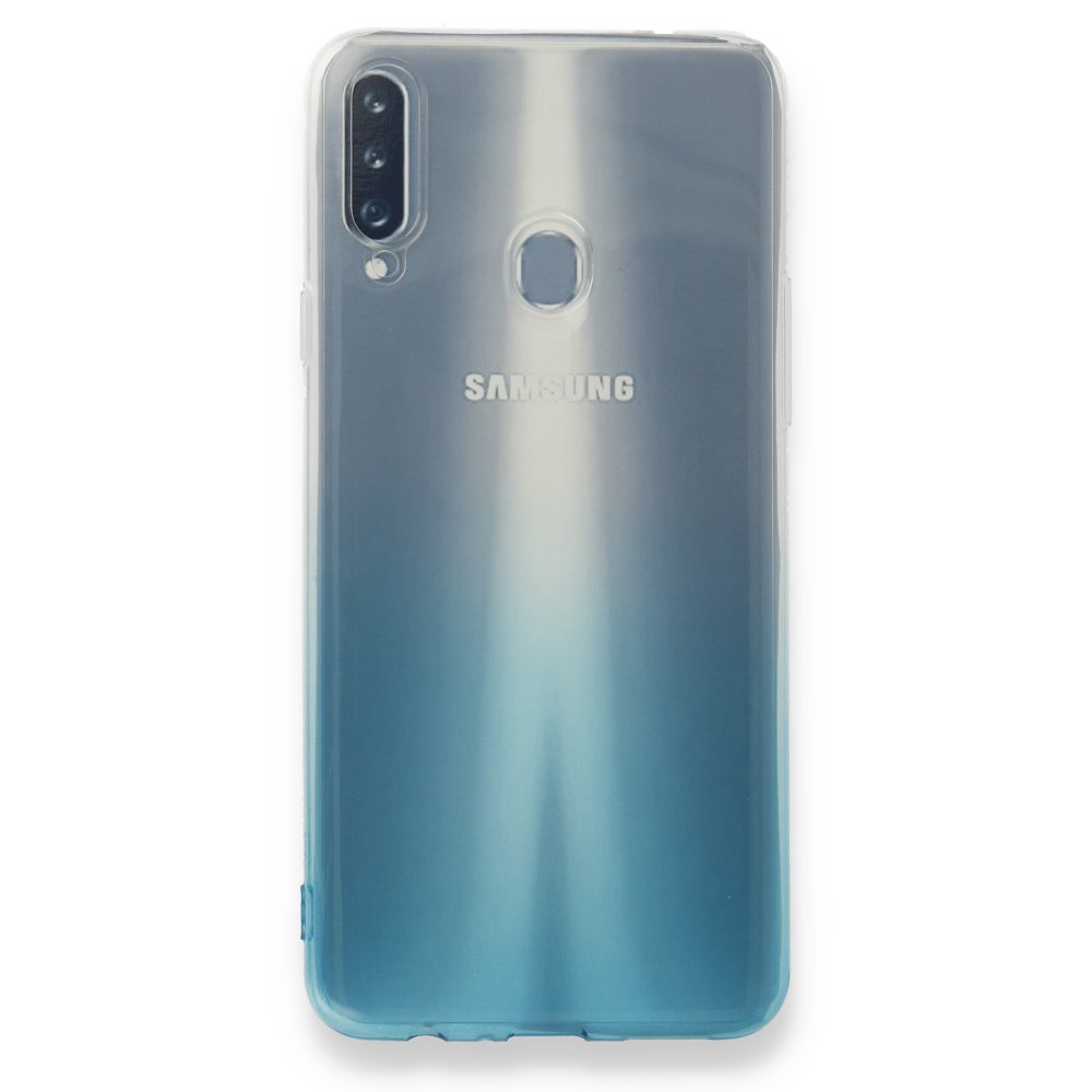 Newface Samsung Galaxy A20S Kılıf Lüx Çift Renkli Silikon - Turkuaz