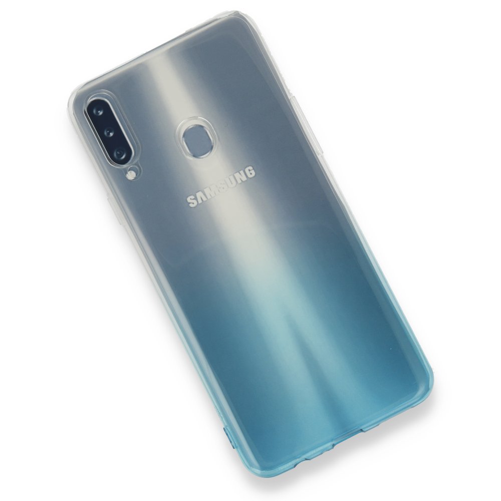 Newface Samsung Galaxy A20S Kılıf Lüx Çift Renkli Silikon - Turkuaz