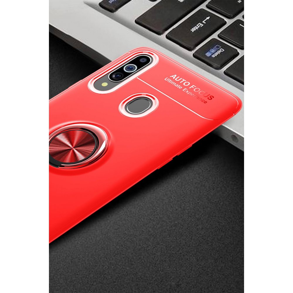 Newface Samsung Galaxy A20S Kılıf Range Yüzüklü Silikon - Kırmızı
