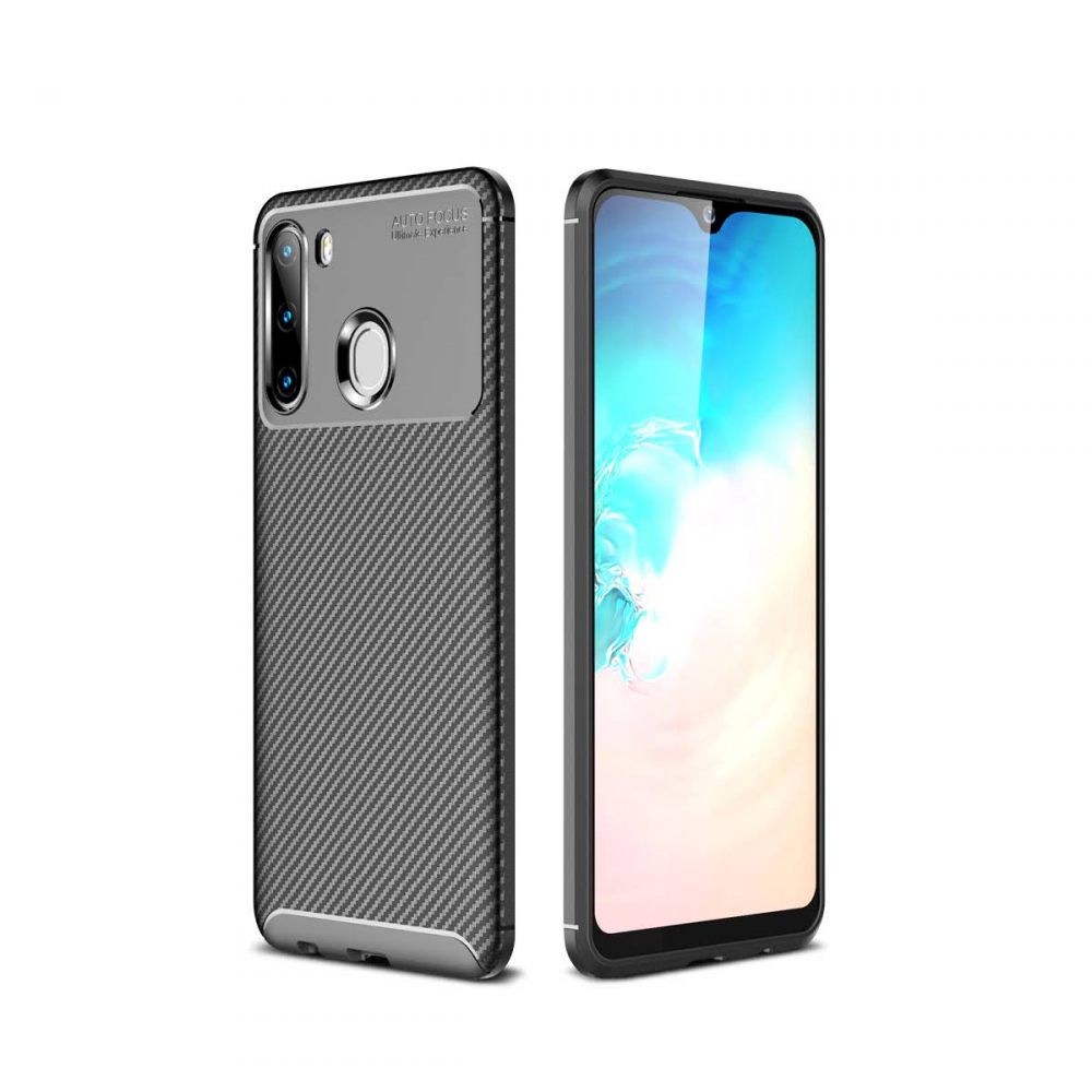 Newface Samsung Galaxy A21 Kılıf Auto Focus Karbon Kapak - Siyah