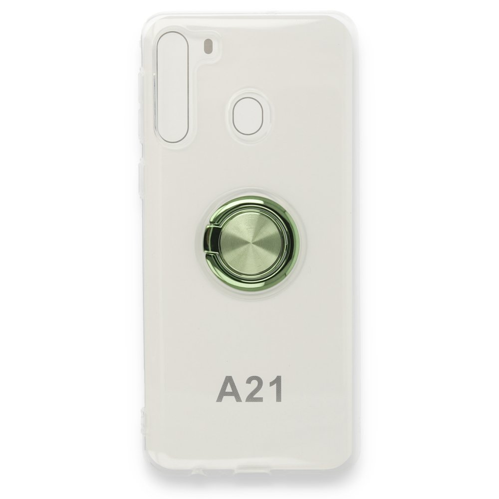 Newface Samsung Galaxy A21 Kılıf Gros Yüzüklü Silikon -Yeşil