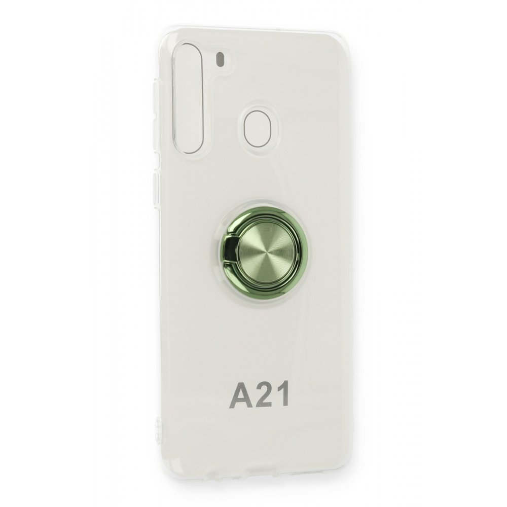 Newface Samsung Galaxy A21 Kılıf Gros Yüzüklü Silikon -Yeşil