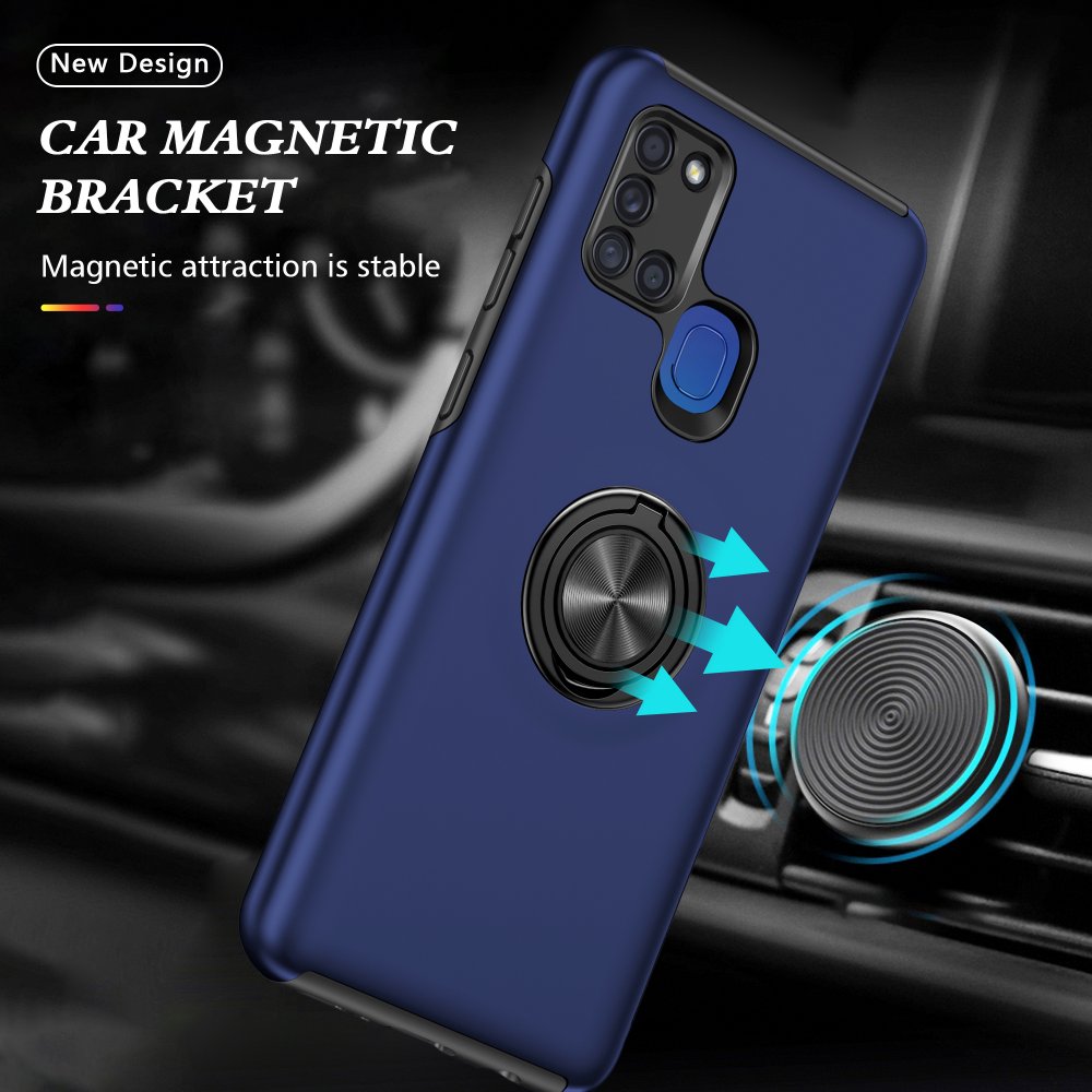 Newface Samsung Galaxy A21S Kılıf Elit Yüzüklü Kapak - Lacivert