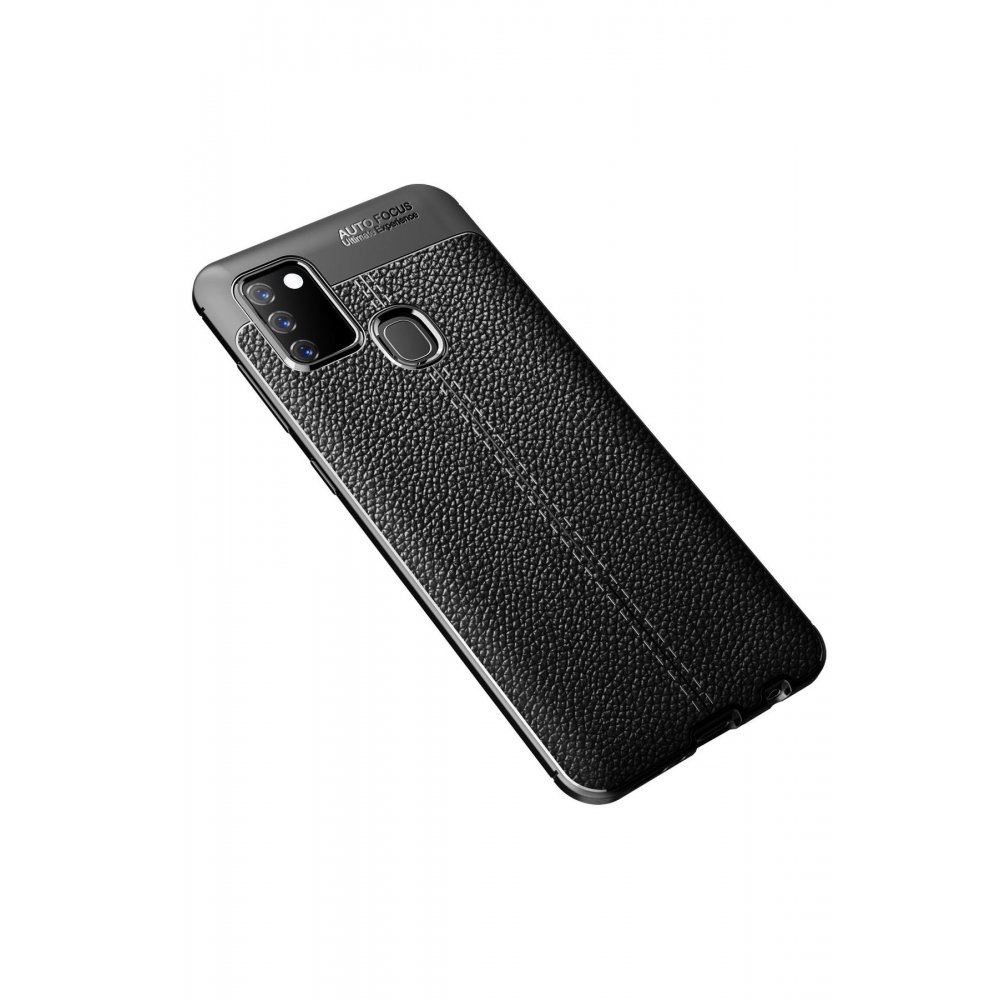 Newface Samsung Galaxy A21S Kılıf Focus Derili Silikon - Siyah