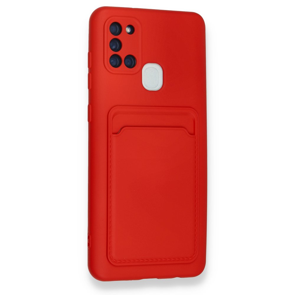 Newface Samsung Galaxy A21S Kılıf Kelvin Kartvizitli Silikon - Kırmızı
