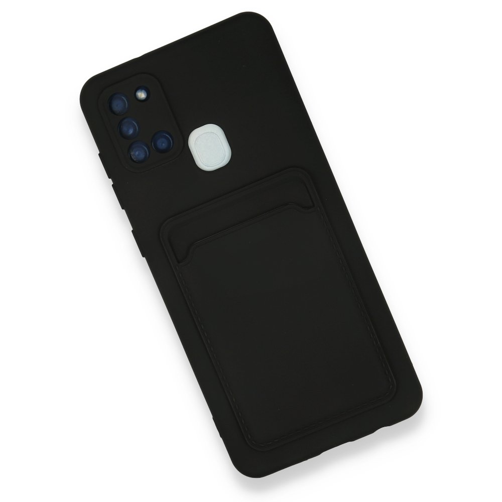 Newface Samsung Galaxy A21S Kılıf Kelvin Kartvizitli Silikon - Siyah