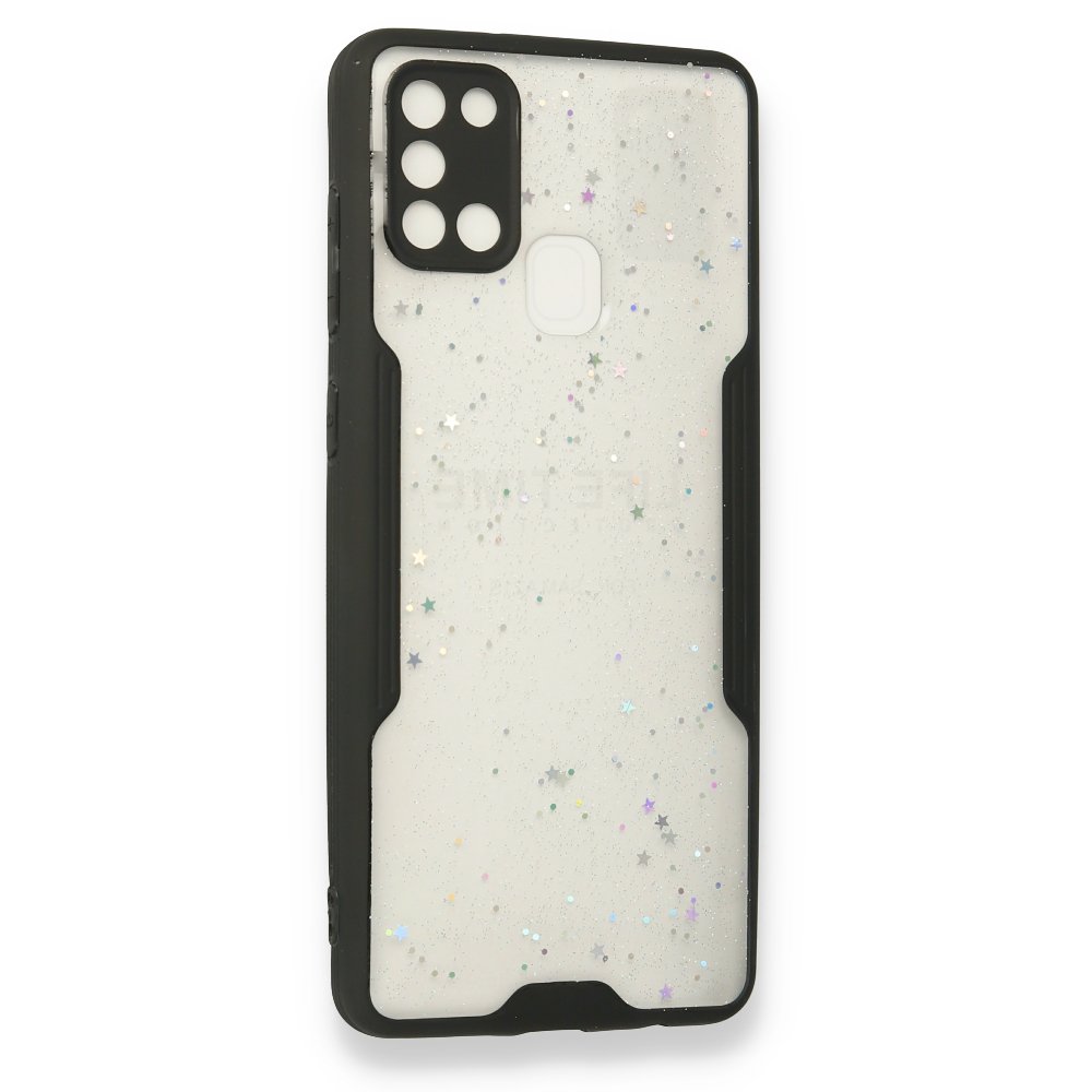 Newface Samsung Galaxy A21S Kılıf Platin Simli Silikon - Siyah