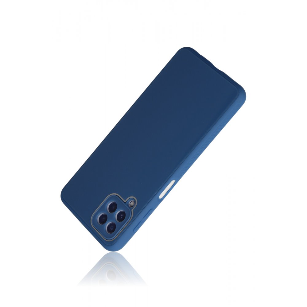 Newface Samsung Galaxy M32 Kılıf Glass Kapak - Mavi