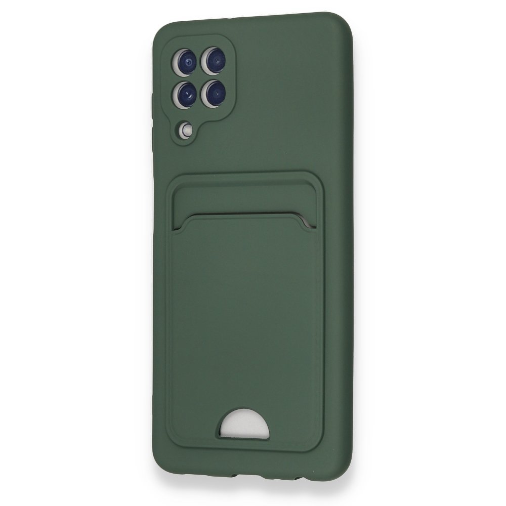 Newface Samsung Galaxy M22 Kılıf Kelvin Kartvizitli Silikon - Koyu Yeşil