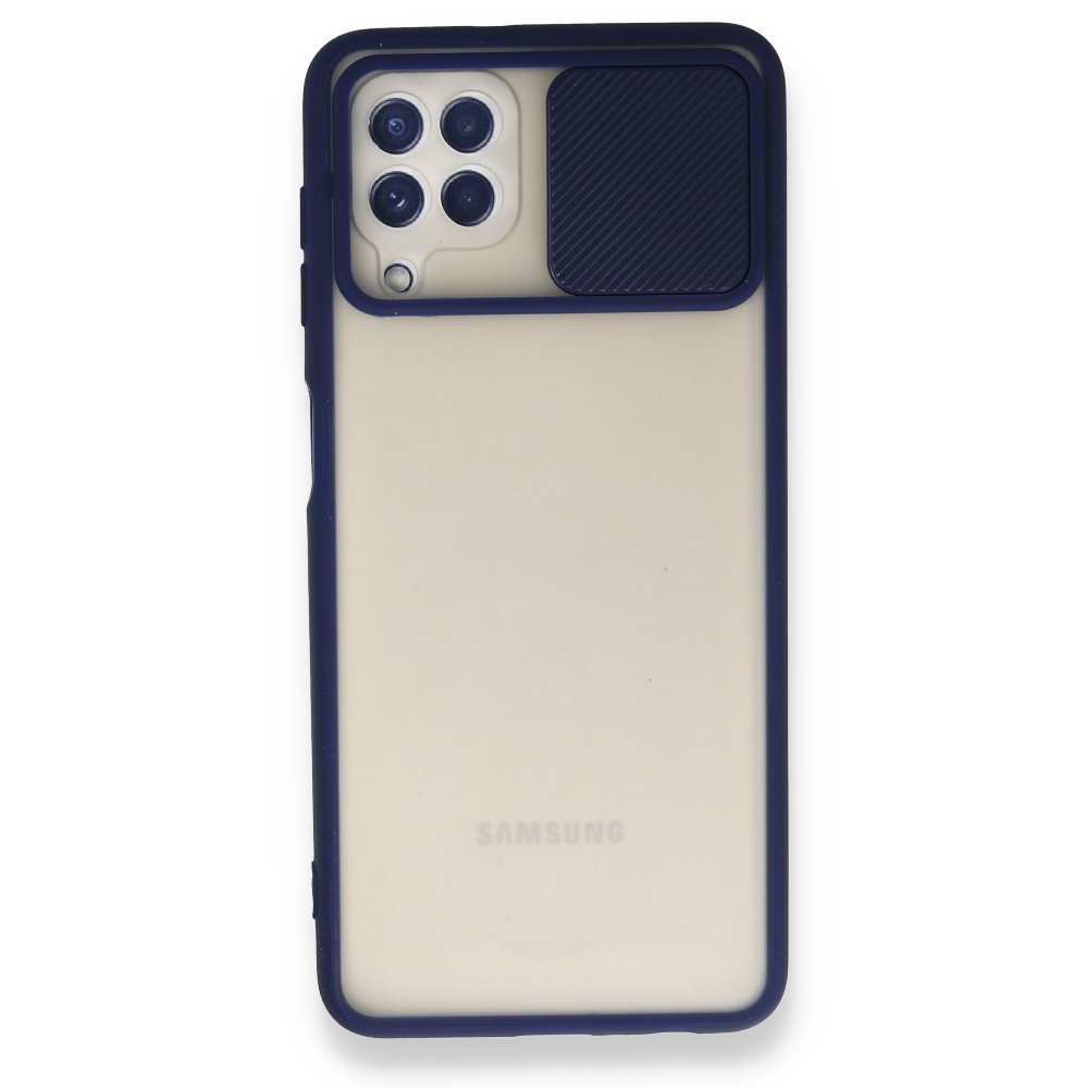 Newface Samsung Galaxy M32 Kılıf Palm Buzlu Kamera Sürgülü Silikon - Lacivert