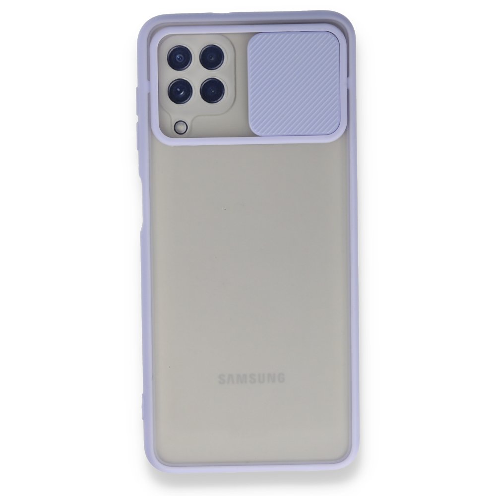 Newface Samsung Galaxy A22 Kılıf Palm Buzlu Kamera Sürgülü Silikon - Lila