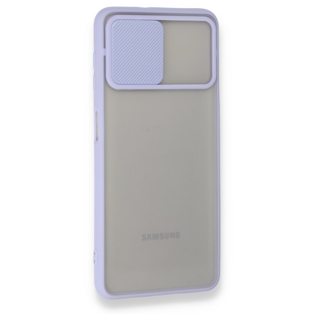 Newface Samsung Galaxy A22 Kılıf Palm Buzlu Kamera Sürgülü Silikon - Lila