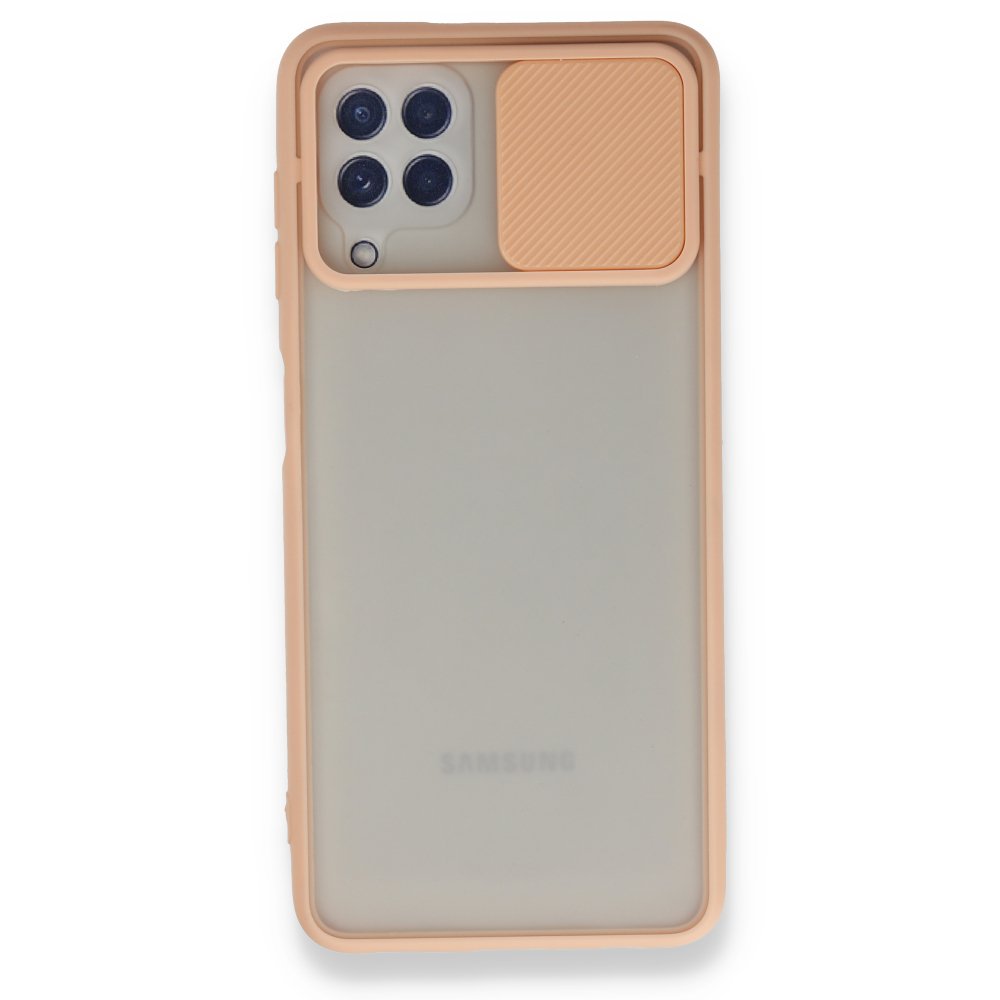 Newface Samsung Galaxy A22 Kılıf Palm Buzlu Kamera Sürgülü Silikon - Pembe