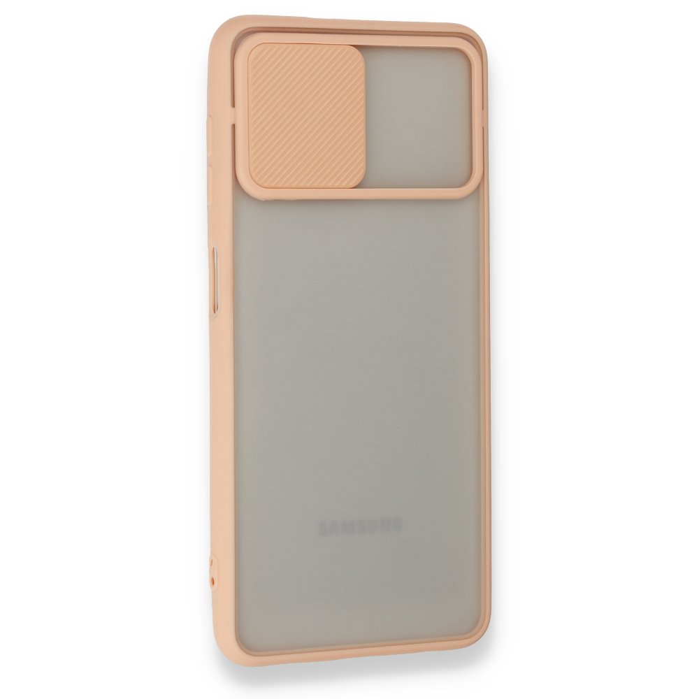 Newface Samsung Galaxy M32 Kılıf Palm Buzlu Kamera Sürgülü Silikon - Pembe