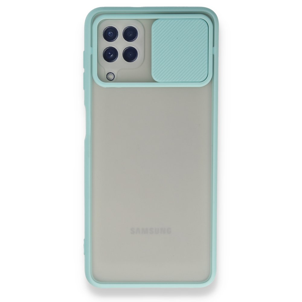 Newface Samsung Galaxy A22 Kılıf Palm Buzlu Kamera Sürgülü Silikon - Turkuaz
