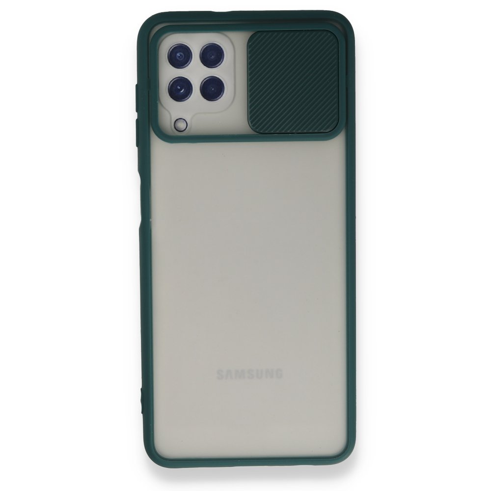 Newface Samsung Galaxy A22 Kılıf Palm Buzlu Kamera Sürgülü Silikon - Yeşil