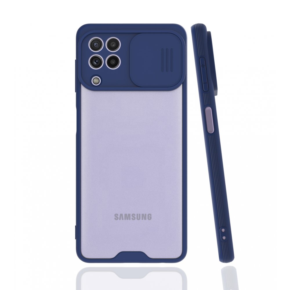 Newface Samsung Galaxy A22 Kılıf Platin Kamera Koruma Silikon - Lacivert