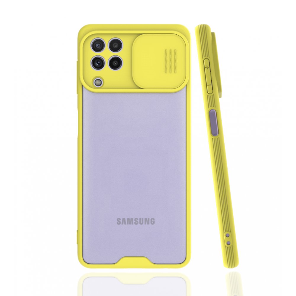 Newface Samsung Galaxy A22 Kılıf Platin Kamera Koruma Silikon - Sarı