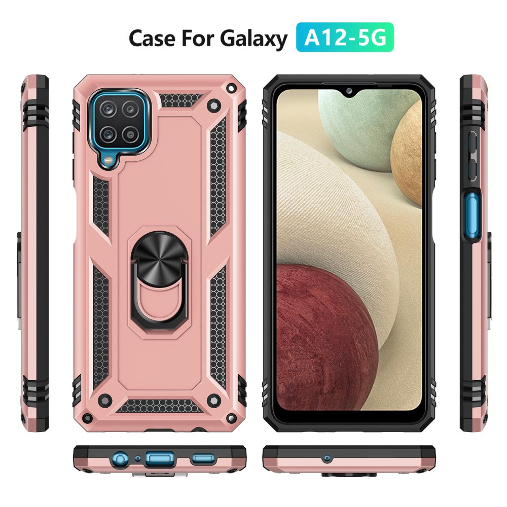 Newface Samsung Galaxy A22 Kılıf Sofya Yüzüklü Silikon Kapak - Rose